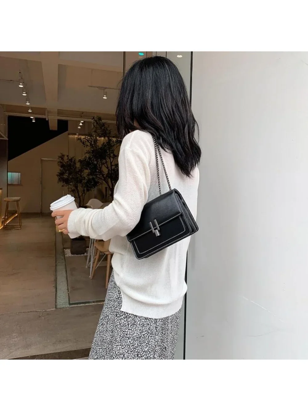Womens Black Quilted Small Pu Leather Shoulder Purse Chain Crossbody Bag